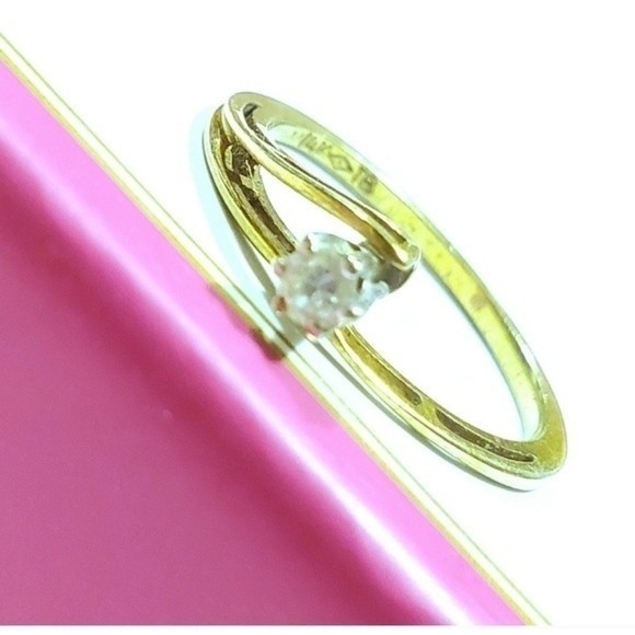 14K Yellow Gold Jewelry - 14.18K Yellow Gold Genuine Diamond Solitaire Engagement Wedding Ring Vintage